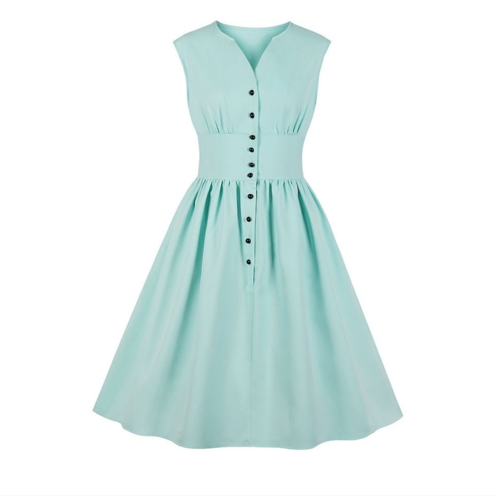 Sucrefas Teal Vintage Style Dress